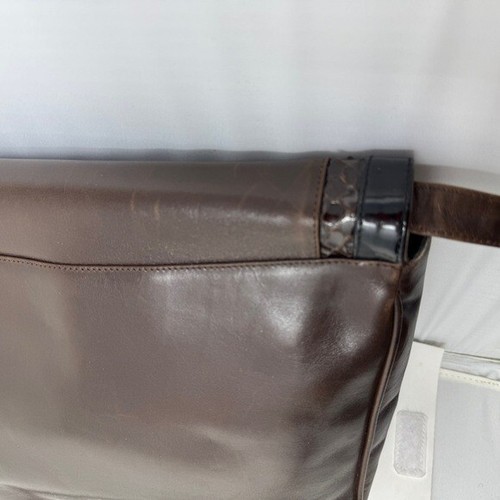 Borsa messenger vintage Salvatore Ferragamo pelle marrone tracolla pelle di serpente - Foto 9 di 15