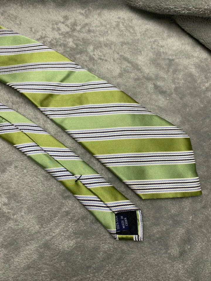 Галстук шелковый галстук Jones New York мужской в зеленую полоску 100% шелк классическая ширина рабочий - Изображение 2 из 4