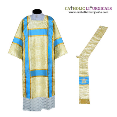 NEW American Dalmatic Metallic Gold vestment with Deacon's stole, Chasuble