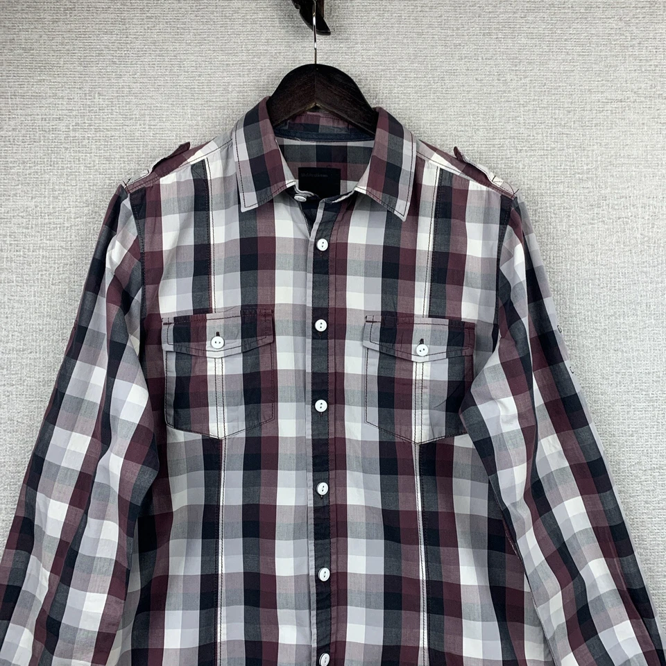 Camisa con botones LIFE/AFTER/DENIM para hombre mediana multicolor a cuadros informal lengüetas suizas Foto 2 de 4