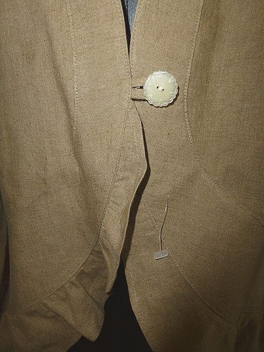 NEW ~ J JILL ~ Pure 100% LINEN Brown Ruffle Single button Light JACKET TOP sz M - Picture 3 of 7