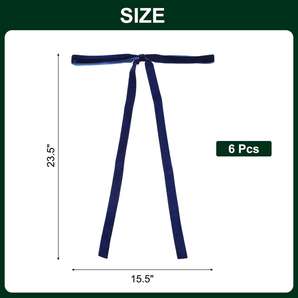 6 Pcs Pre-Tied Bows Satin Ribbon Bows 23.5x15.5" Twist Ties Gift Bows Dark Blue - Image 2 of 4
