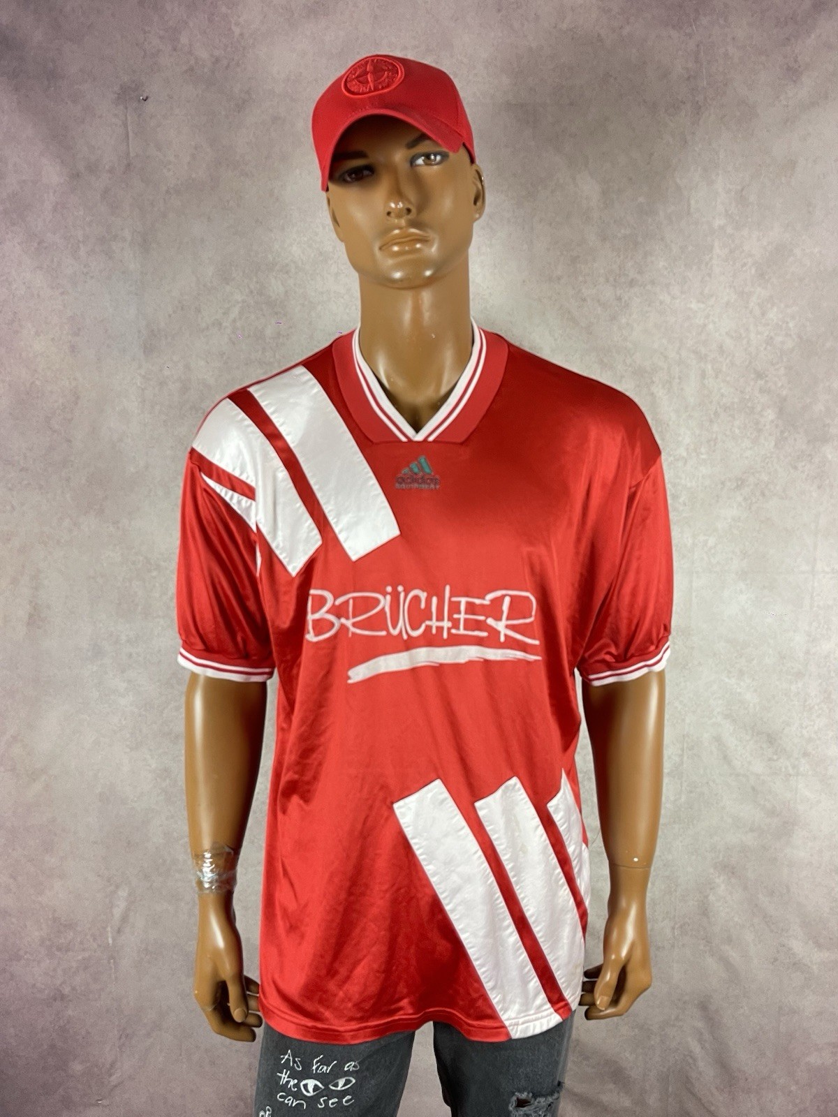 Vintage 1994 Adidas Equipment Brucher Germany Football Jersey Red Size XL