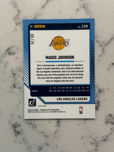 2024 DONRUSS OPTIC MAGIC JOHNSON WHITE ICE PRIZM /25 LEGENDS LAKERS - Picture 2 of 2