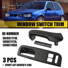 Inner Door Grab Handle Trim Window Switch Panel Bezel Set For VW Golf MK4 2-Door