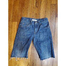 EUC Levis 505 Shorts Youth 7 Reg Denim 9in Inseam altered Cutoff Adj Waist