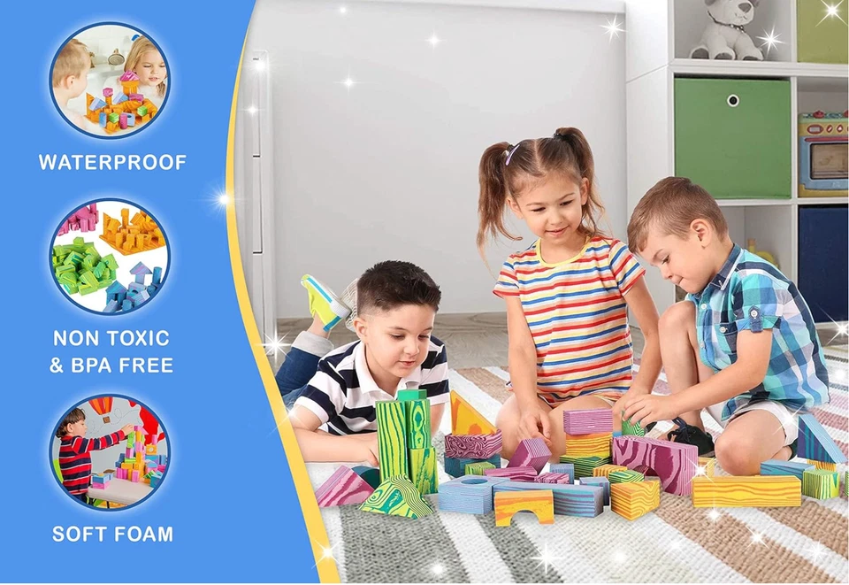 Morvat 300-Piece EVA Foam Building Blocks Play Set + Carry & Dry Bag - Image 4 of 4