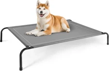 FluffyDream Cooling Elevated Dog Cot Bed Outdoor Raised 49x31.5x8 inch, Grey 