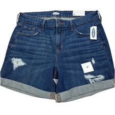 NWT Old Navy Women s Size 4 Mid Rise Denim Shorts 5 Inseam Distressed Cuffed
