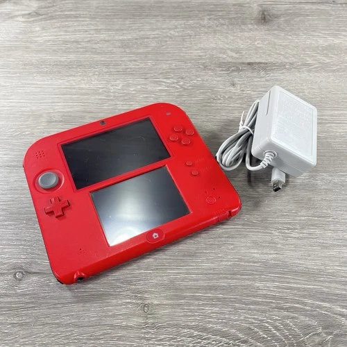 Nintendo 2DS Red FTR-001 Console w/ Charger & Mario kart 7 Game