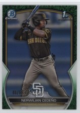 2023 Bowman Chrome Prospects Green Grass Refractor 66/99 Nerwilian Cedeno 1ob0