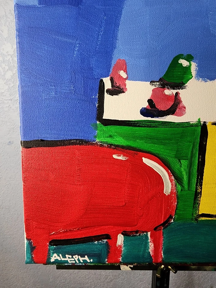 Оригинальная художественная кухня 14x11 красочная современное искусство акриловая живопись на холсте - Изображение 3 из 4