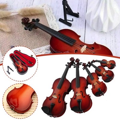 Mini Violine Geige mit Geigenkasten Miniatur Instrument Deko '