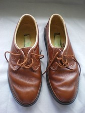 Ladies Brown Leather Upper Lace Up Lawn Bowling Shoes, VGC, Size 8 LIGHTWEIGHT.
