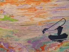 Original Abstract Art painting canvas 16x20 signed Modern Wall hanging OOAK