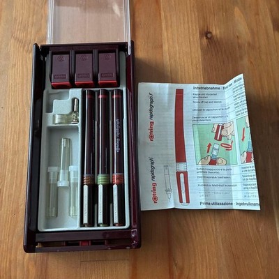 rotring Rapidograph F 3er Set Zeichenstifte 0,1 mm 0,3 mm 0,5 mm gebraucht