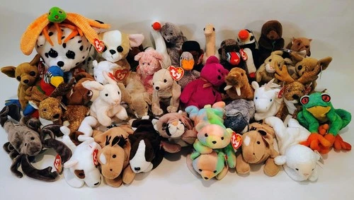 Mixed Lot of 39 Vintage, Retired TY Beanie Babies - Many with Tags, Vaious