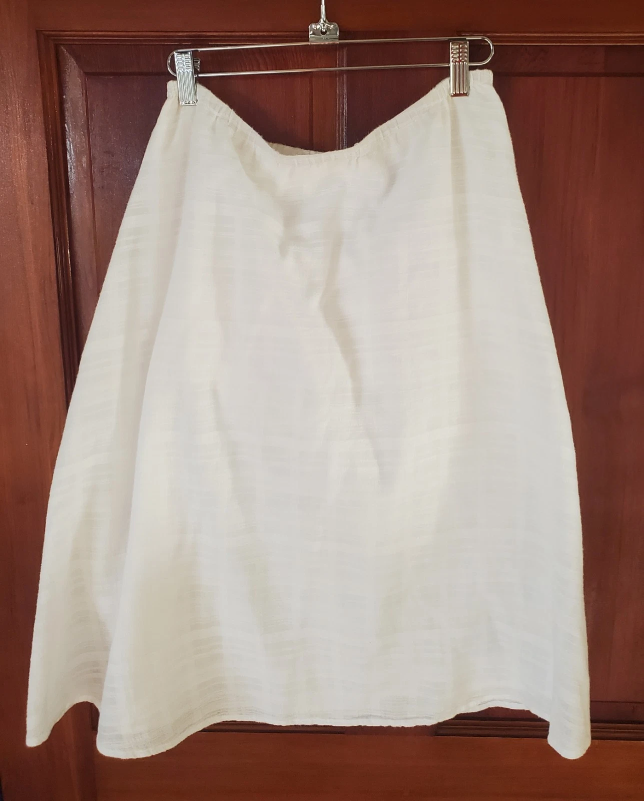 EILEEN FISHER LARGE White Cotton Textured Stripe Flare Lined Skirt
Opens in a new window or tab