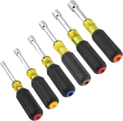 Klein Tools 65456 Hollow-Shaft Nut Driver Set, Heavy-Duty, Color-Coded Hex Siz