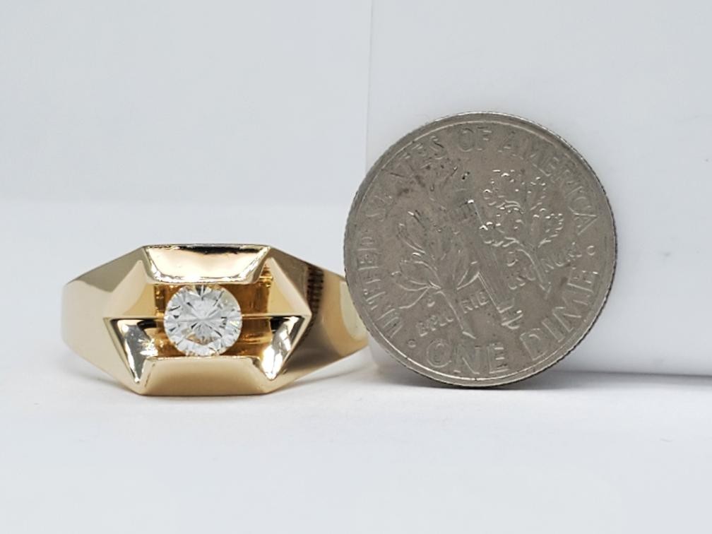 Diamond Solitaire 14K Solid Yellow Gold Ring Size… - image 8