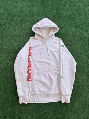 men s white palace flinstone  for a cave man appetite  graphic hoodie size L