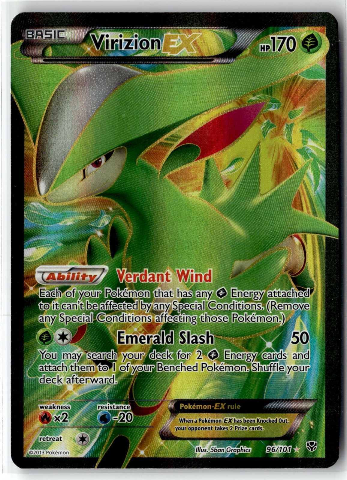 Virizion EX ⭐️ 96/101 Holo Rare Full Art Ultra Plasma Blast 2013 Pokemon NM