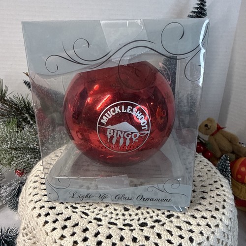 Ornaments Muckleshoot Bingo 2024 Merry Christmas  Glass  Ornament NEW Lite- Up - Picture 2 of 9
