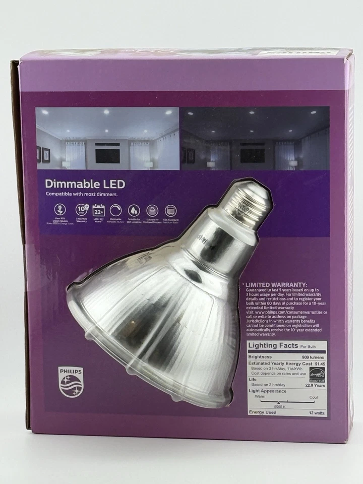 Philips LED PAR38 950lm 5000K 12W (90W Eq) Dimmable E26 Spot Bulb 2-Pack - Image 2 of 2