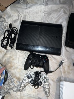 Sony PlayStation 3 PS3 Super Slim CECH-4201A  All Cords 2 Wired Remotes