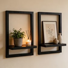 2 Pack Floating Wall Shelves,Wood Wall Mounted Storage Organizer for Decoration