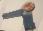 Gentle Used Youth Medium Pink Faux Fur Collar Denim Jacket by Redfox — photo 7
