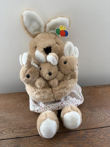 Quality Soft Plush 20” Bunny Rabbit Mother with Three Baby Bunnies FUN Kid Gift - Picture 1 of 6