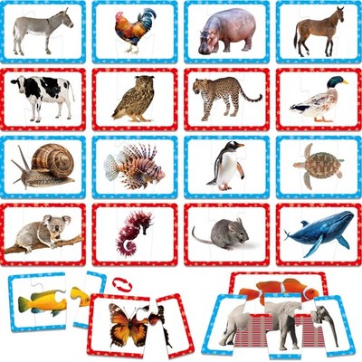 3 Pack 48 Pcs Animal Matching Jigsaw Puzzle Kids Self Correcting Game Toy