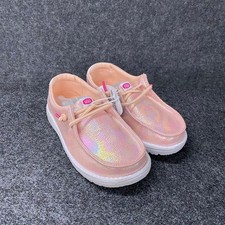 HEY DUDE Wendy Youth Iridescent Sparkle Kids Size US 12 Pink