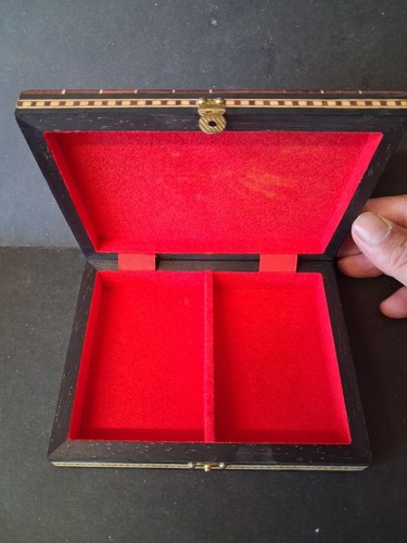 SCATOLA CARTE DA GIOCO VINTAGE CON INTRICATO LAVORO INTARSIO, - Foto 5 di 5