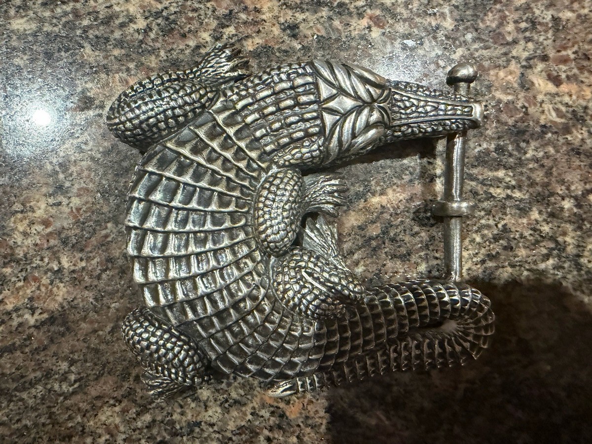 Barry Kieselstein-Cord Sterling Alligator Buckle Kieselstein Cord Herman Toad Belt Buckle Sterling Silver  main image 3