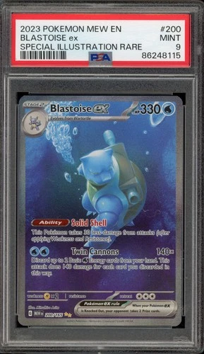 Pokemon Blastoise ex 151 MEW EN Special Illustration Rare #200 PSA 9 Mint