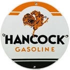 VINTAGE HANCOCK GASOLINE PORCELAIN SIGN DEALERSHIP GAS STATION MOTOR OIL