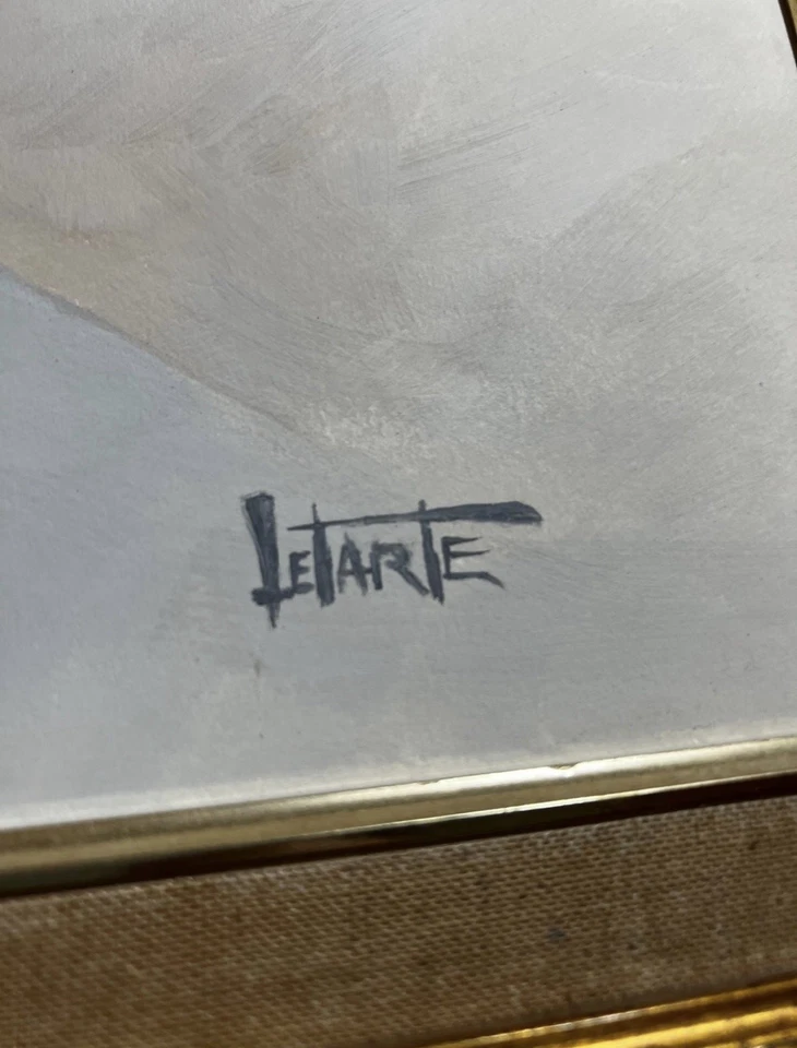 Marco de madera original firmado por artista JFK pintura al óleo original Foto 2 de 4