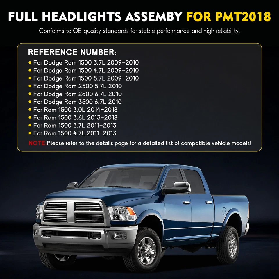 Juego de faros delanteros de repuesto para Ram 5500 2011 2012 2013-2018 6,7 L Foto 2 de 4