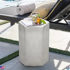 COSIEST Hexagon Concrete Accent Table - 14.5''W x 20''H Light Grey Modular Table