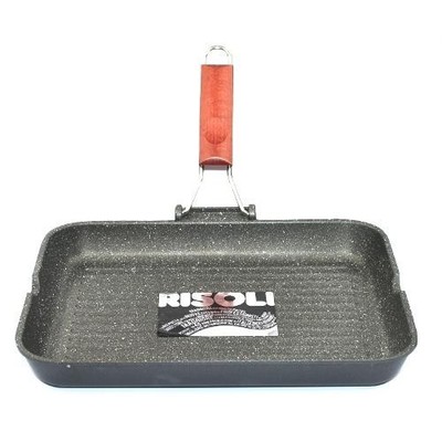 Risoli GRANITE Grill Pan, Model 0392GRL 36HSO, Dark Gray Color