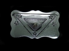 TG05146 VINTAGE 1970s  STARS  ENGRAVED WESTERN  COWBOY BELT BUCKLE