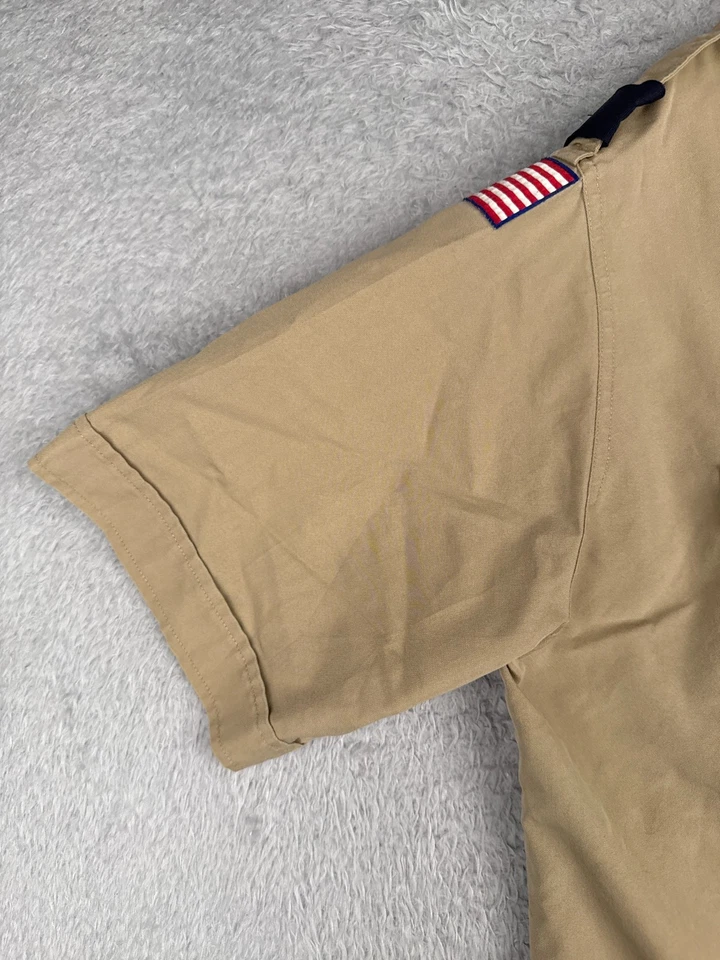 Boy Scouts of America Shirt Adult Small Beige Short Sleeve Cotton Blend Trapper - Image 3 of 4
