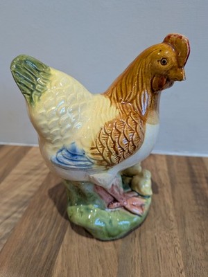 Vintage Keramik Henne mit Küken Figur Ostern Aufsteller Deko Kitsch Retro H15cm