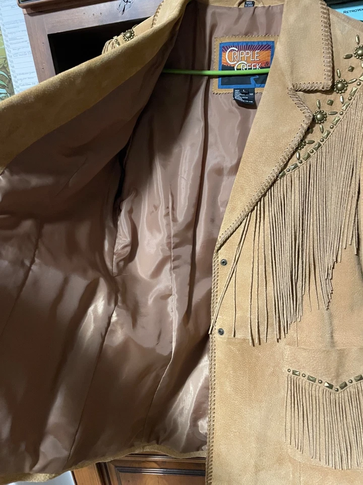Chaqueta vintage con flecos de cuero Cripple Creek para mujer talla L Foto 4 de 4