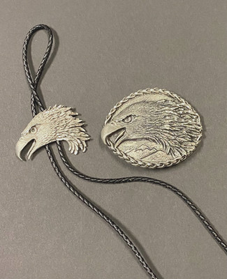 Vintage Ege Screaming Eagle Belt Buckle & Bolo Tie 93 & 94 Made In USA
