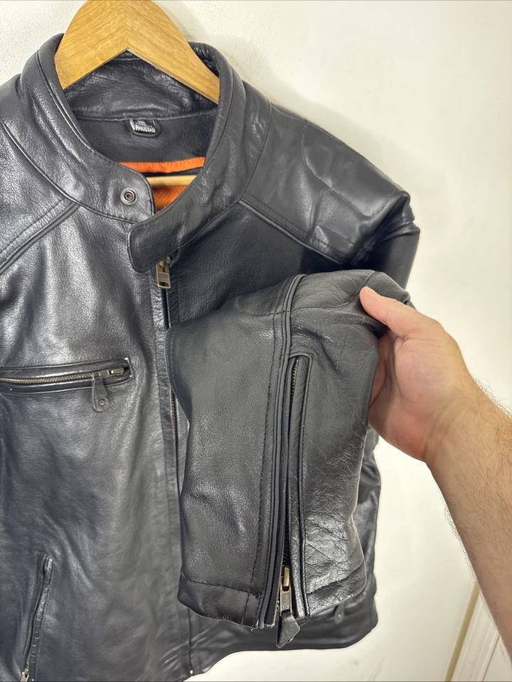 One Stop Biker Shop 3XL Chaqueta de cuero para motocicleta Forro con cremallera Coderas Foto 2 de 4
