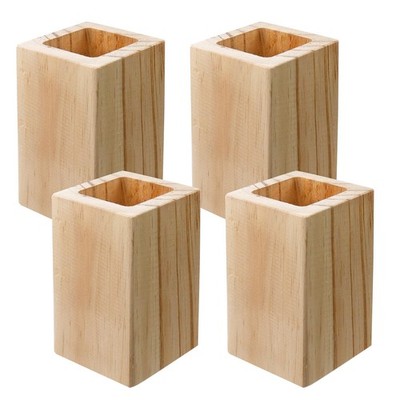 4 PCS Wood Bed Risers Heavy Duty Furniture Couch Fit 2x2 Rise 4 Inch/10cm
