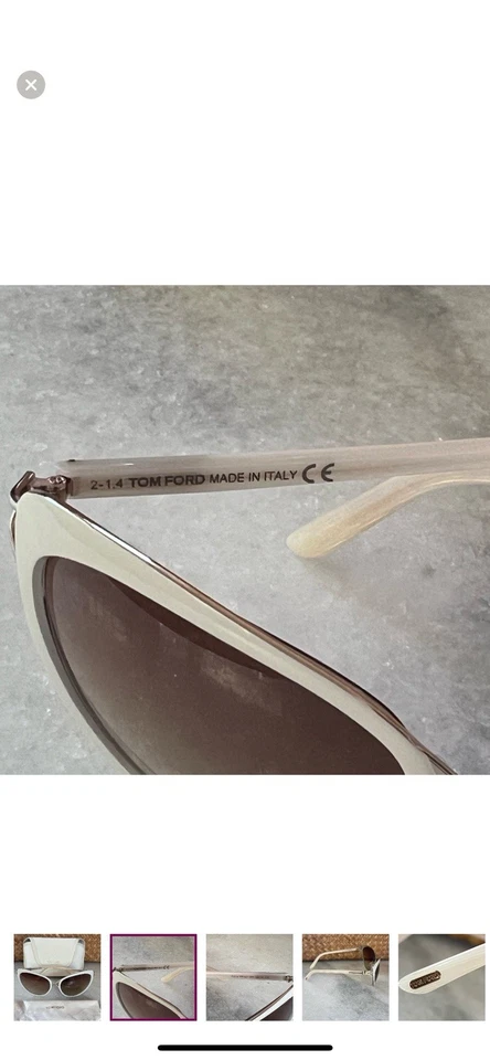 Gafas de sol Tom Ford Dana TF371 28F blancas y doradas ojo de gato Foto 2 de 4